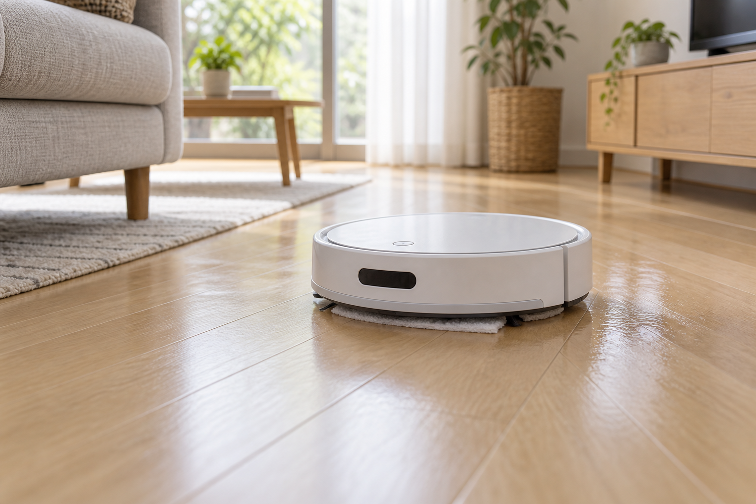 床拭きシートを取り付けたロボット掃除機