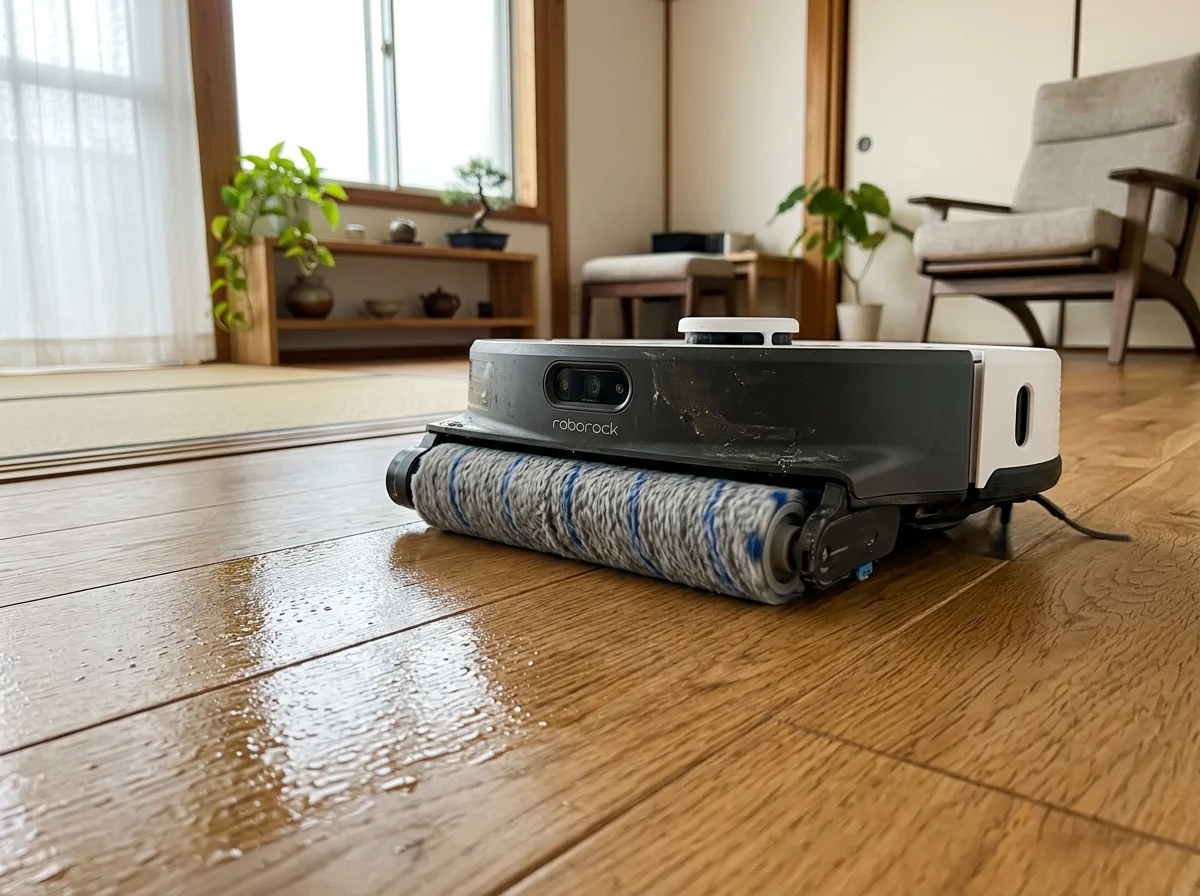 ローラーモップで水拭きするSwitchBot S20のイメージ