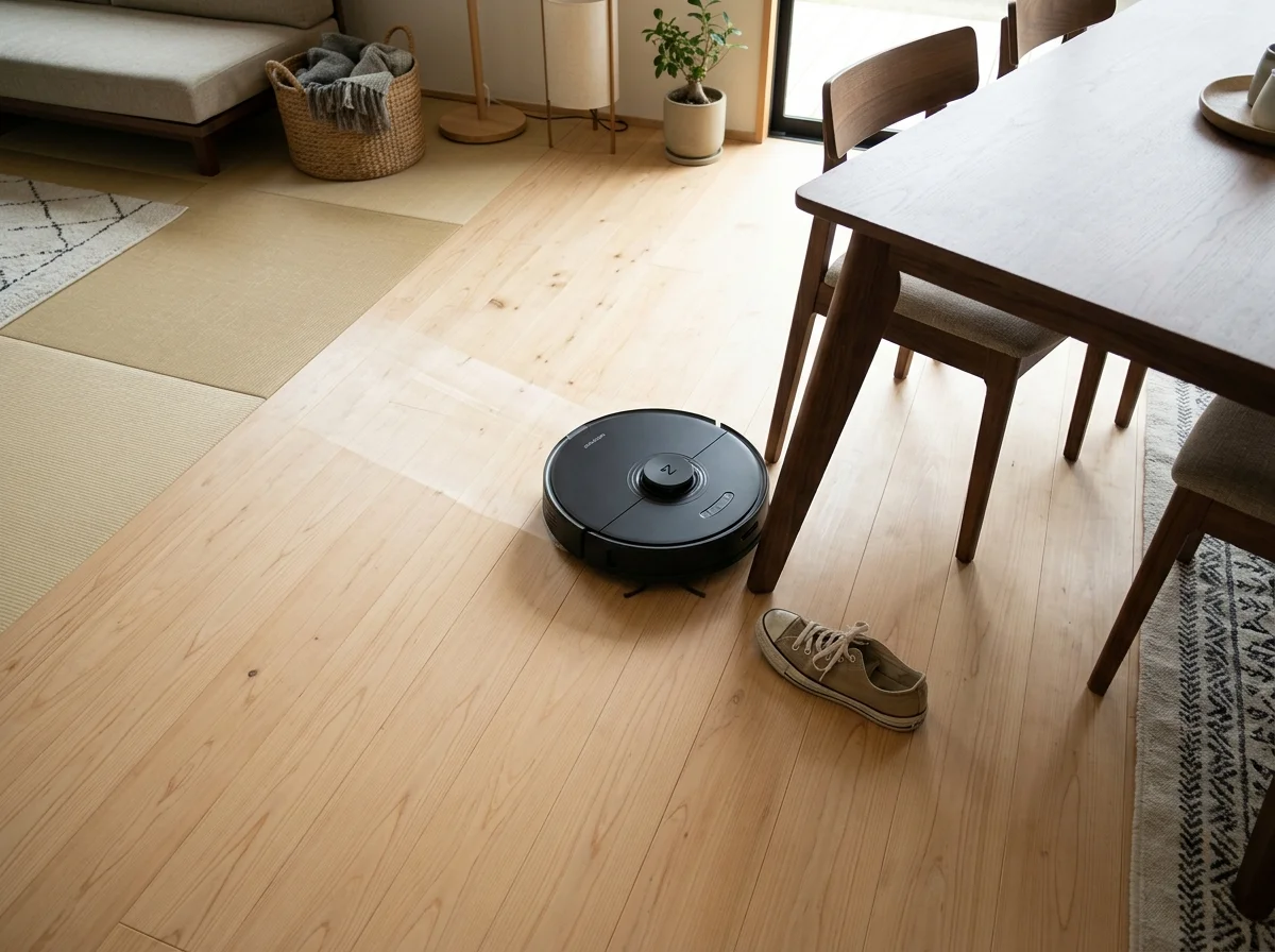 障害物を回避しながら掃除するロボット掃除機のイメージ