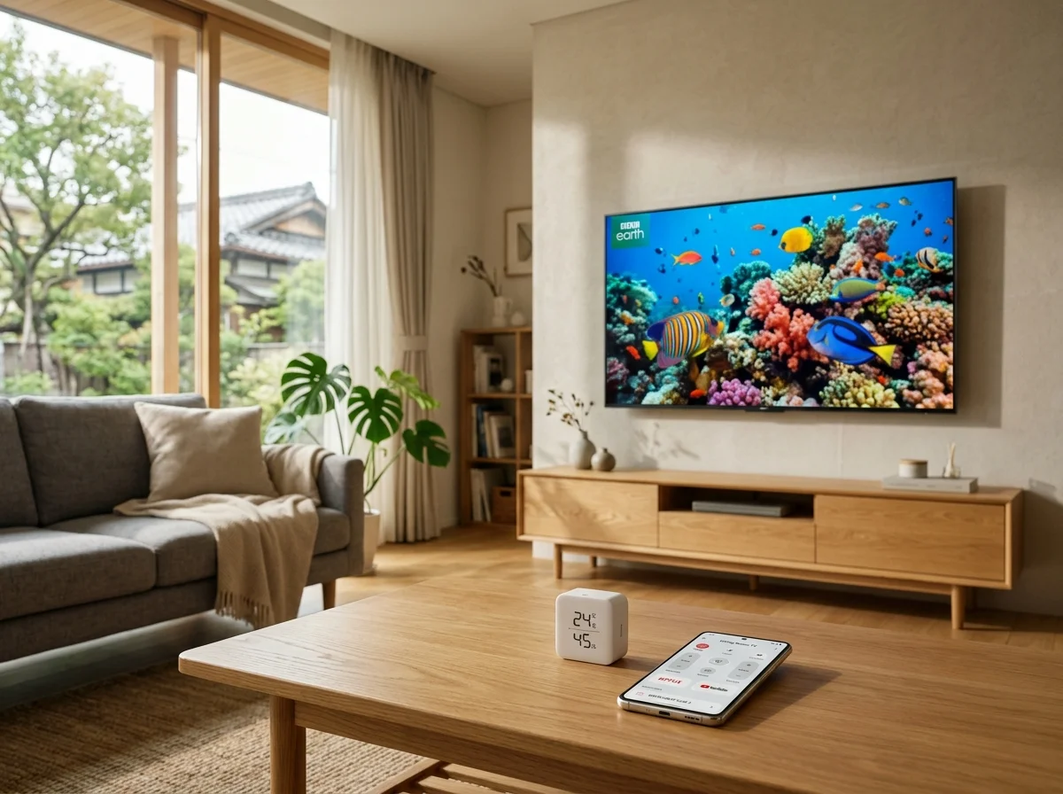 SwitchBotでスマホからテレビを操作する様子