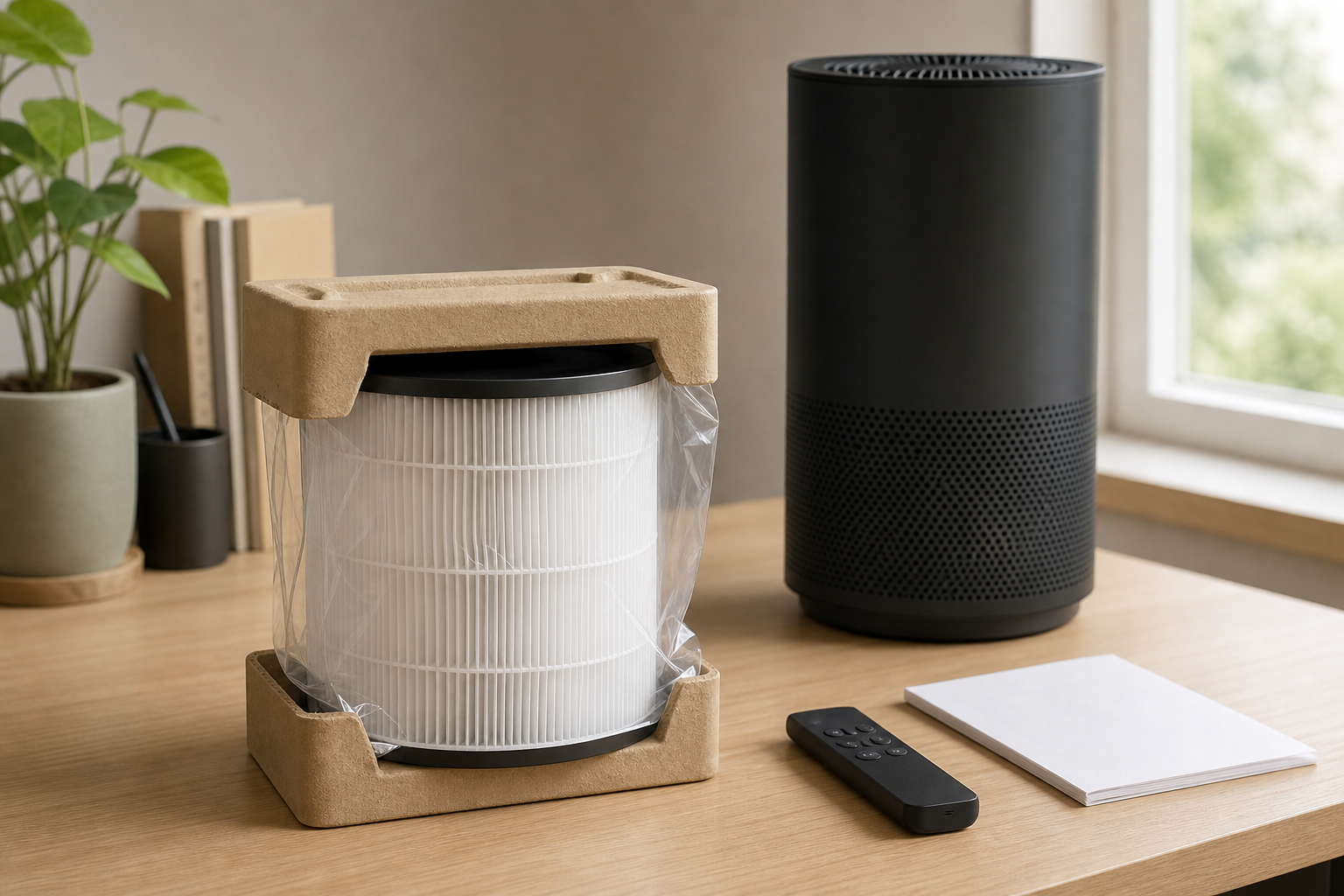 交換用フィルターの箱と本体の対応型番を照合するイメージ