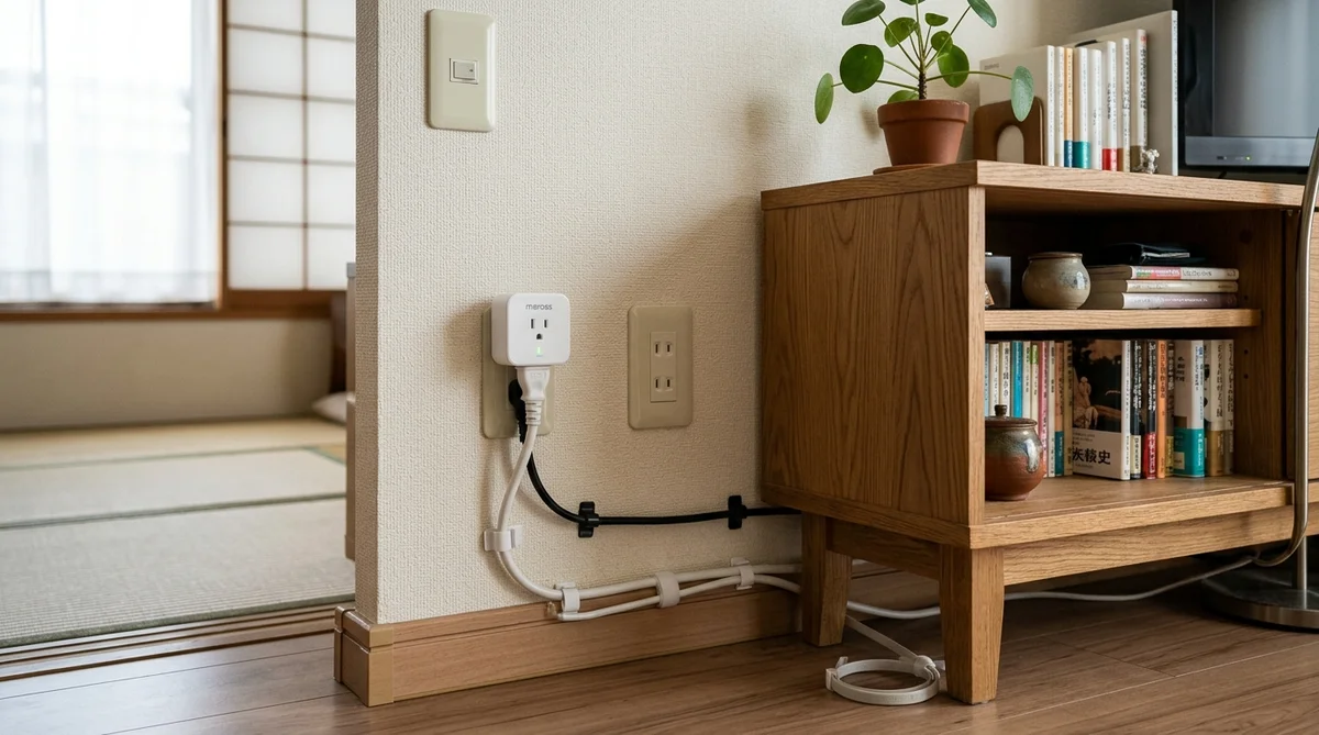UPSや電源機器を安全に置くための配線確認イメージ