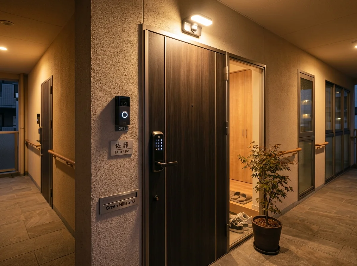 賃貸玄関にスマートロックを設置するイメージ